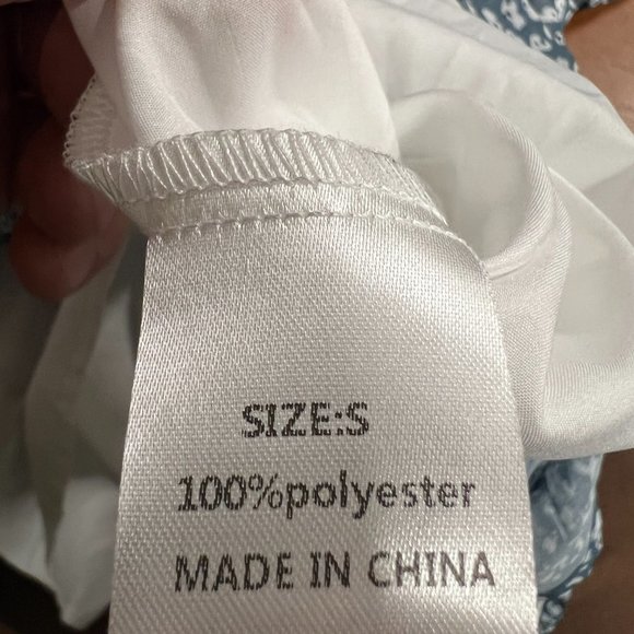 Dokotoo Womens Size S Blue Long Sleeve Split V Neck Ruffle Chiffon Mini‎ Dress - Picture 6 of 7